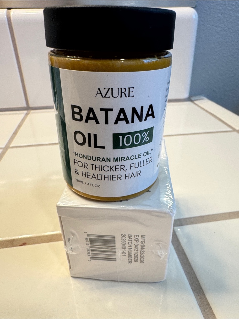 Azure Batana Oil 100% - Natural Hair Strengthening Oil (White) 2 containers - Picture 2 of 3